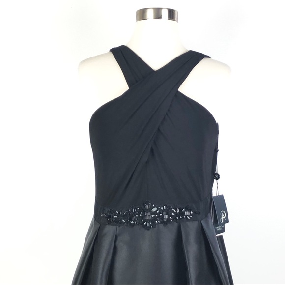 ADRIANNA PAPELL Jersey Mikado Party black gown - Picture 2 of 8